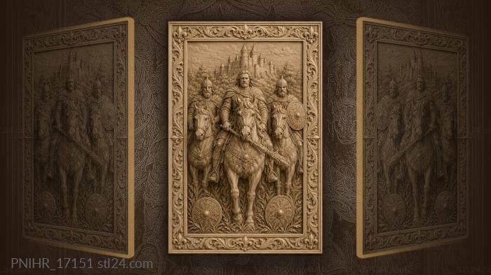 Героические всадники у старинной крепости