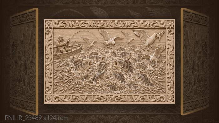 Клёвое место с чайками рыбак