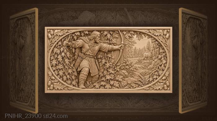 Охотник раздвигает лианы с натянутым луком