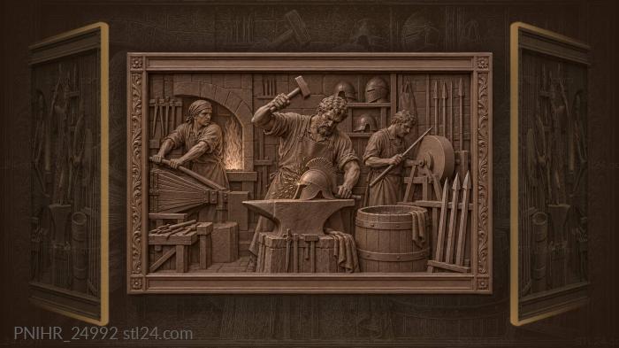 Оружейник кует гребень шлема