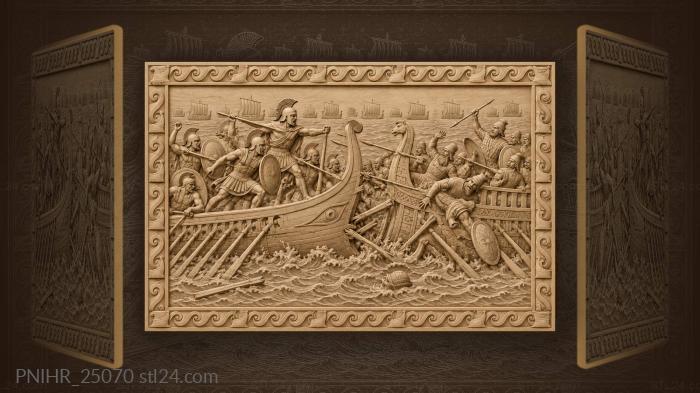 Греческая трирема таранит персидское судно