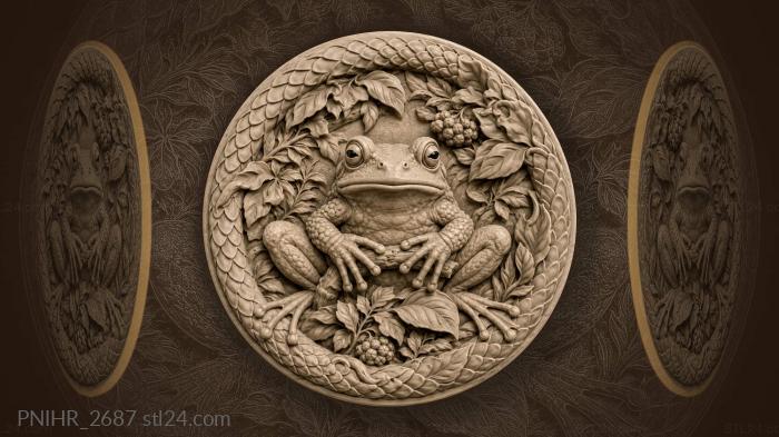 Лягушка в пруду с камышами