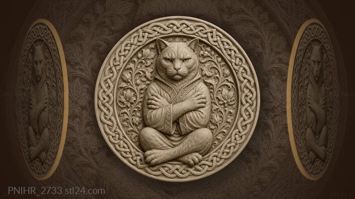 Вальяжная кошка в цветочном венке