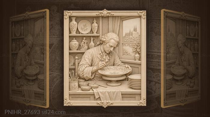 Художник рисует фарфор из мейсена