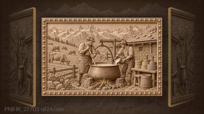 Горный сыровар с коровами вдалеке