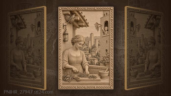 Ребёнок машет красным платком с башни