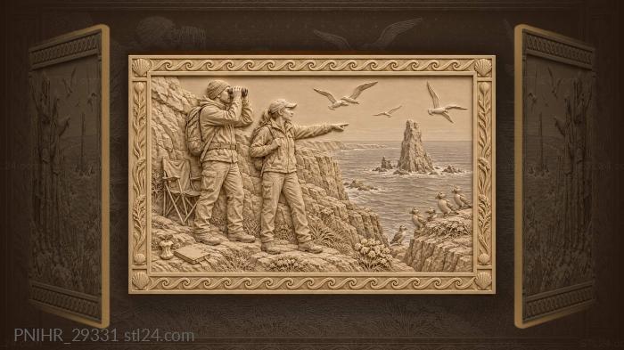 Наблюдатели высматривают тупиков у морской скалы