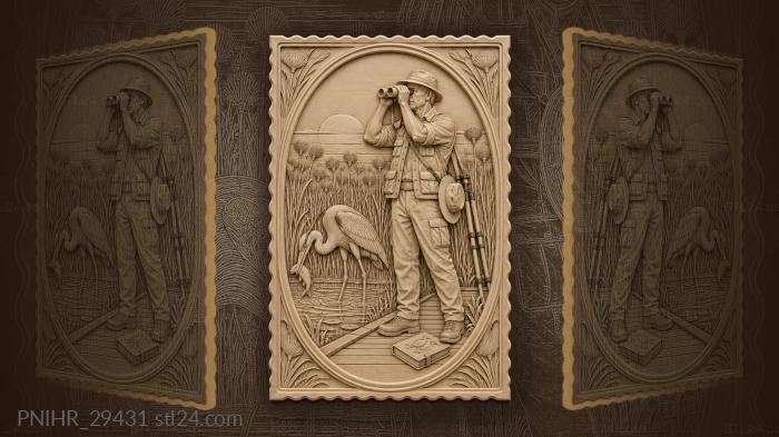 Орнитолог поднимает бинокль над дельтой