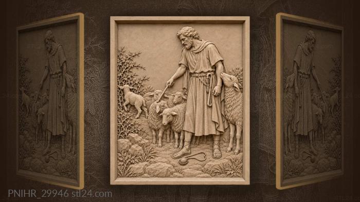 Пересчитывает стадо касаясь голов посохом