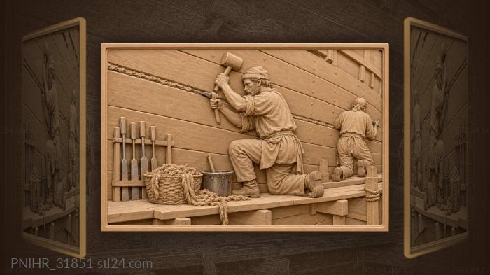Кузнец заколачивает щель в корпусе