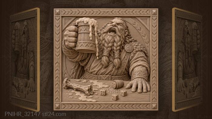 Пьяный гном с костями и играми