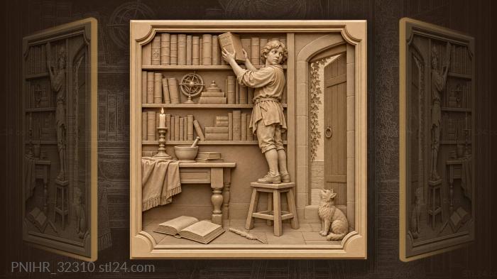 Ученьник тянется к старинным книгам