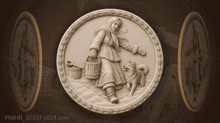 Зимний колодец с собакой и водой