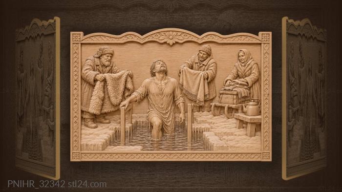 Ныряльщик совершает третье крещенское погружение