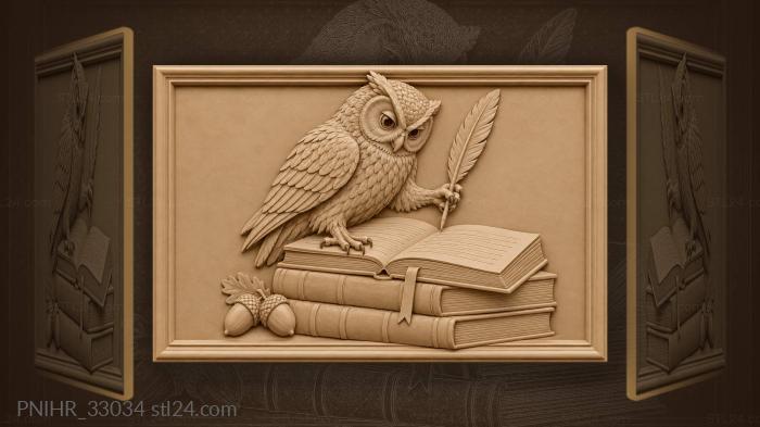 Сова заносит перо над книгой