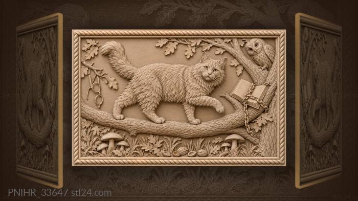 Кот шагает по ветке мимо книги