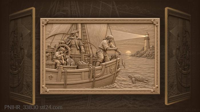 Морской поход старинного корабля