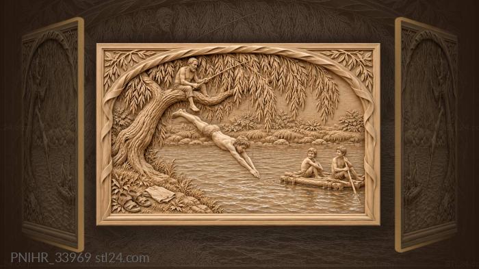 Юноша с разбега в воду