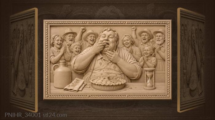 Едок пирогов на осенней ярмарке