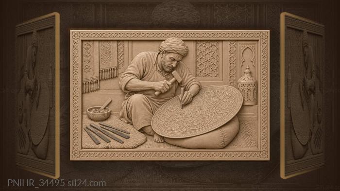 Латунщик ведет пробойник по цветочному усику