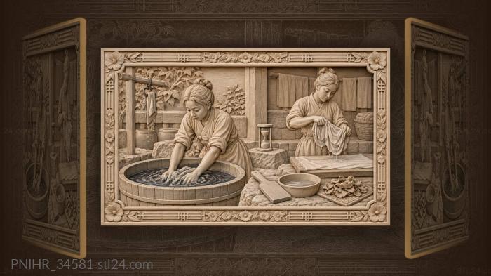 Мастерица красит ткань в индиго