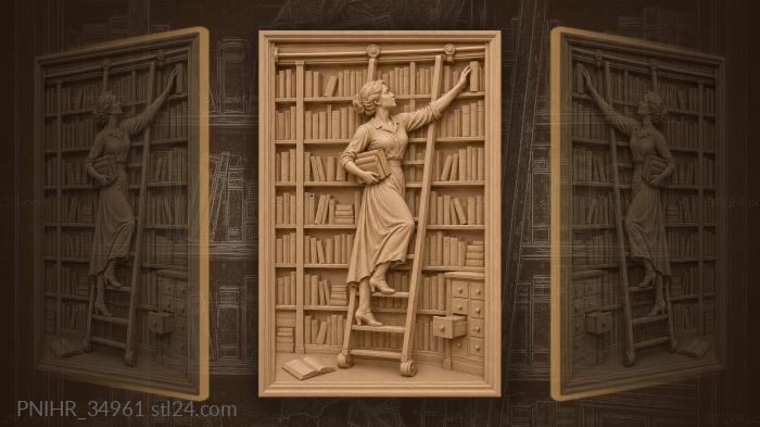 Библиотекарь и старинные книжные полки