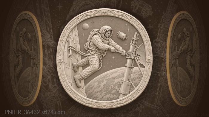 Космонавт затягивает болт над планетой
