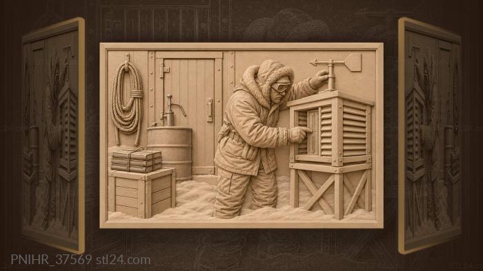Полярник у метеорологических приборов