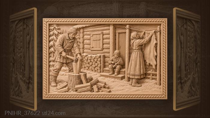 Зимний быт северной деревни