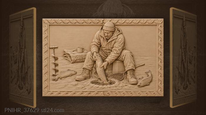 Прижал коленом сачок ловя гольца