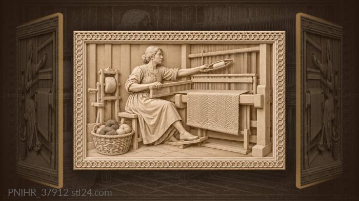 Летящий челнок ткачиха бросает через основу