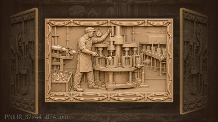Стеклодув старинная заводская сцена