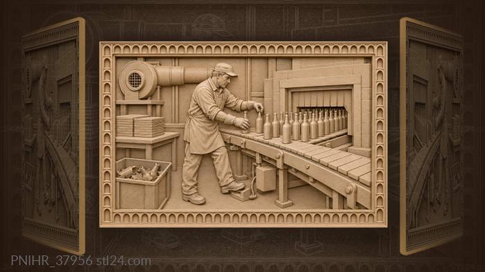Стеклодув и готовые бутылки