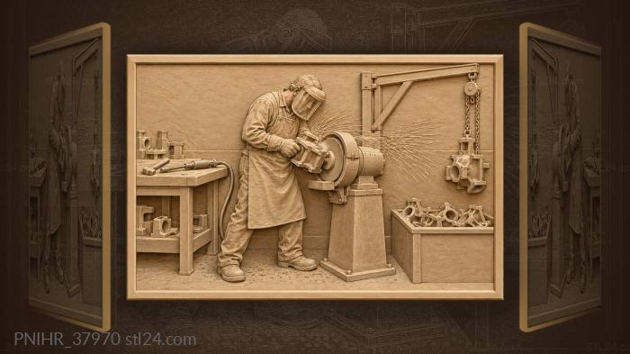 Шлифовщик обрабатывает литую деталь