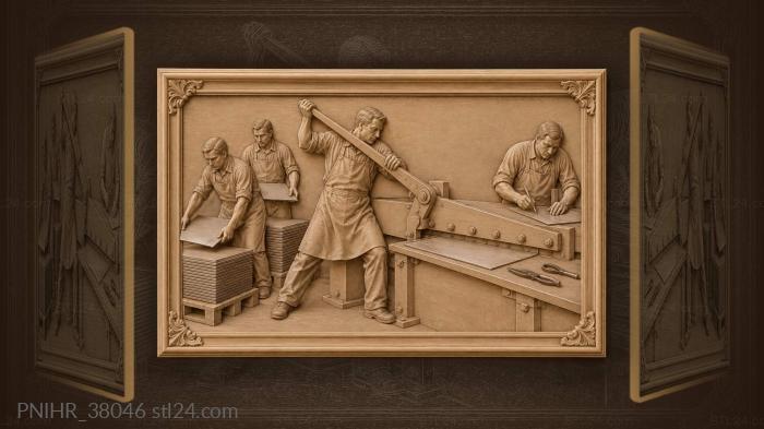 Тянет рычаг ножниц по белой жести