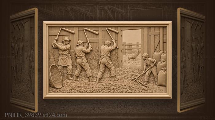 Петух клюёт зерно у тока