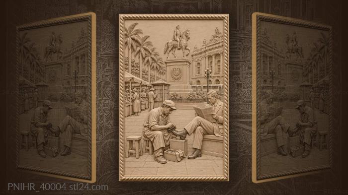 Конный памятник за спиной чистильщика
