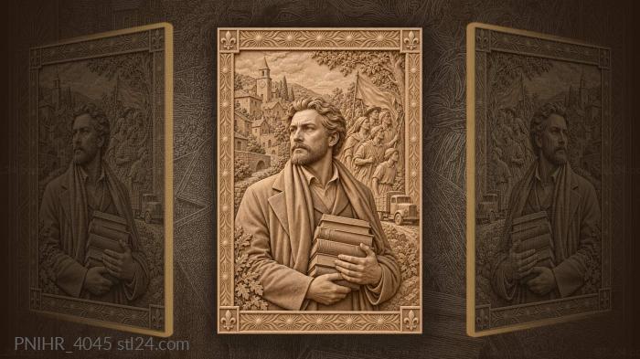 Учёный держит стопку книг
