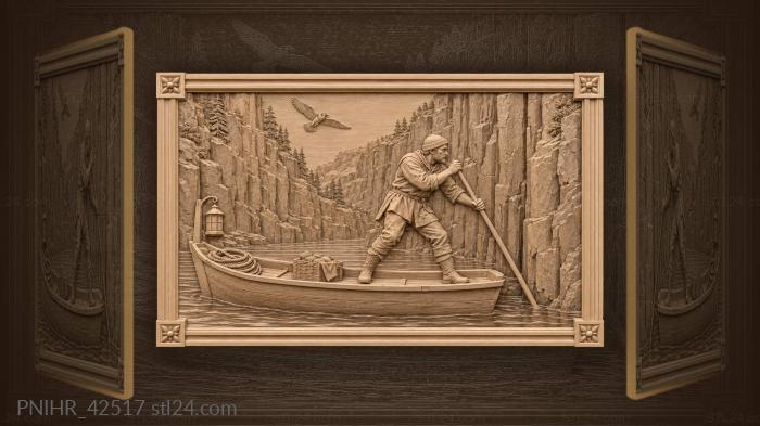 Перевозчик в скальном проходе с соколом