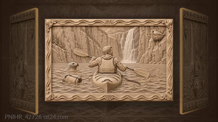 Тюлень встречает каякера у водопада