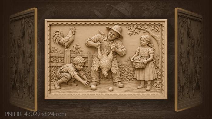 Фермер держит курицу вверх ногами