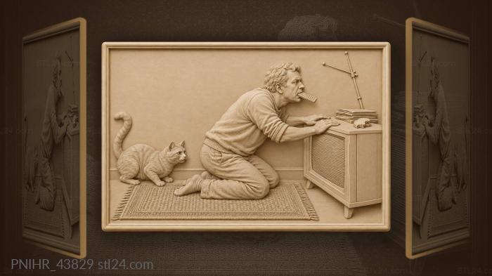 Телевизор котик и старый приемник