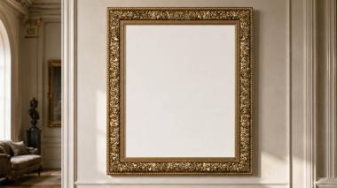 Baguette frame Rectangular frame with volumetric floral ornament 3d model