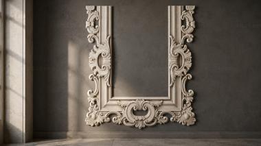 Decorative frames, framing Carved wooden frame with acanthus and scrolls for a mirror 3d model