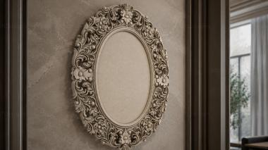 Decorative frames, framing Oval mirror with floral pattern in baroque style 3d model