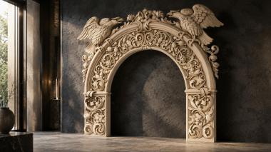 Decorative frames, framing Architectural opening with winged putti, scrolls and angels 3d model