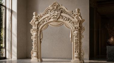 Decorative frames, framing Baroque theatre arch with mascarons and putti 3d model