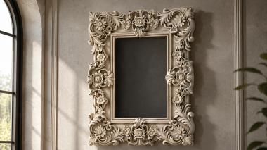 Decorative frames, framing Rectangular frame with swirling ornament and floral medallions 3d model