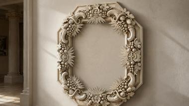 Decorative frames, framing Octagonal frame with grapes and crosses 3d model
