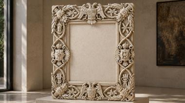 Decorative frames, framing Coat of arms with wings, frame with Catholic symbols 3d model
